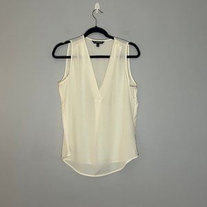 Lauren Ralph Lauren Sleeveless V-Neck Semi-Sheer Blouse in Ivory